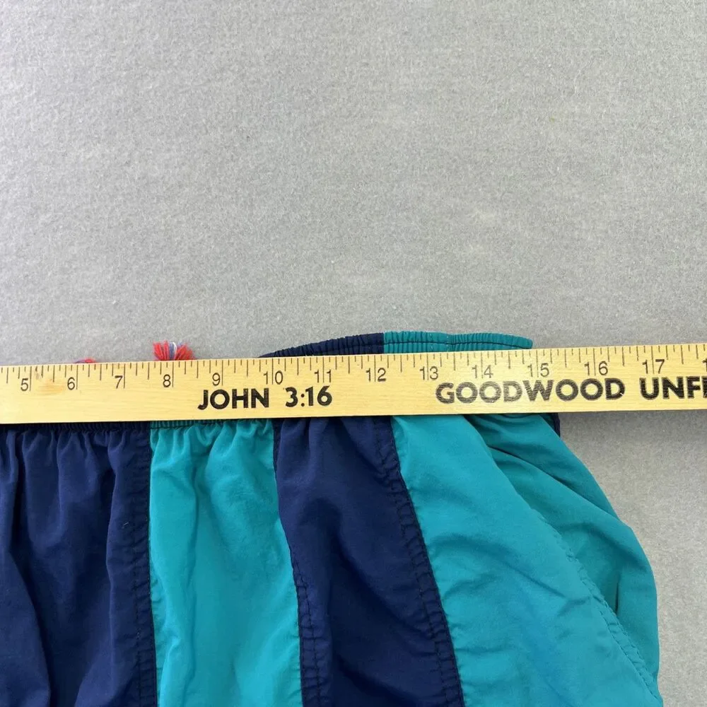 Club Sportswear Swim Trunks USA Made 80s 90s M Teal Navy Unisex Colorblock VTG